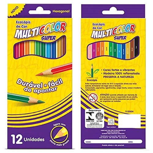Lápis De Cor Multicolor 12 Cores 2 Lápis Grafite