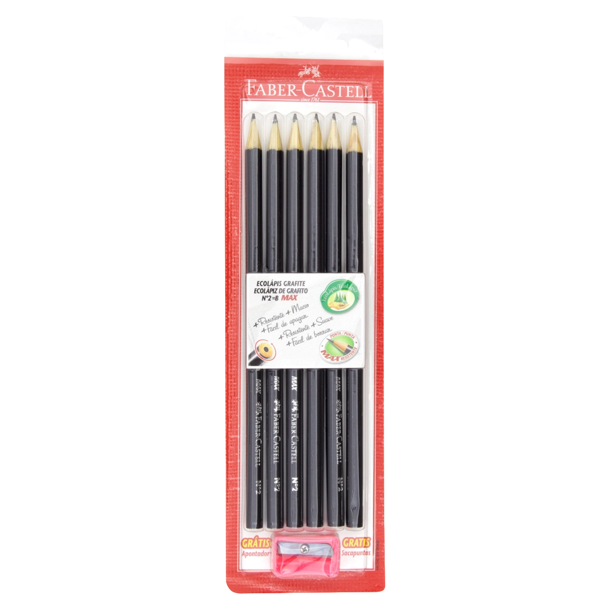 Ecolápis Grafite B N 2 Faber Castell Max 7 Unidades Grátis Apontador