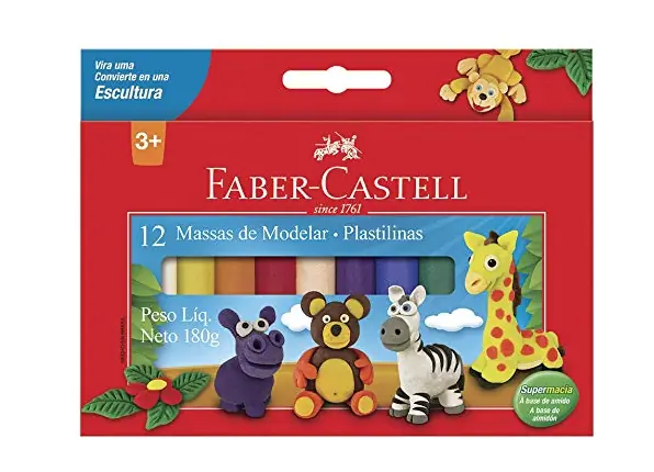 Massa De Modelar Plastilinas 12 Cores 180g Faber Castell
