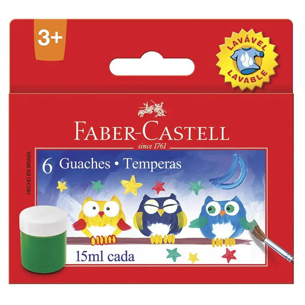 Tinta Guache Faber Castell 6 Unidades 15ml Cada