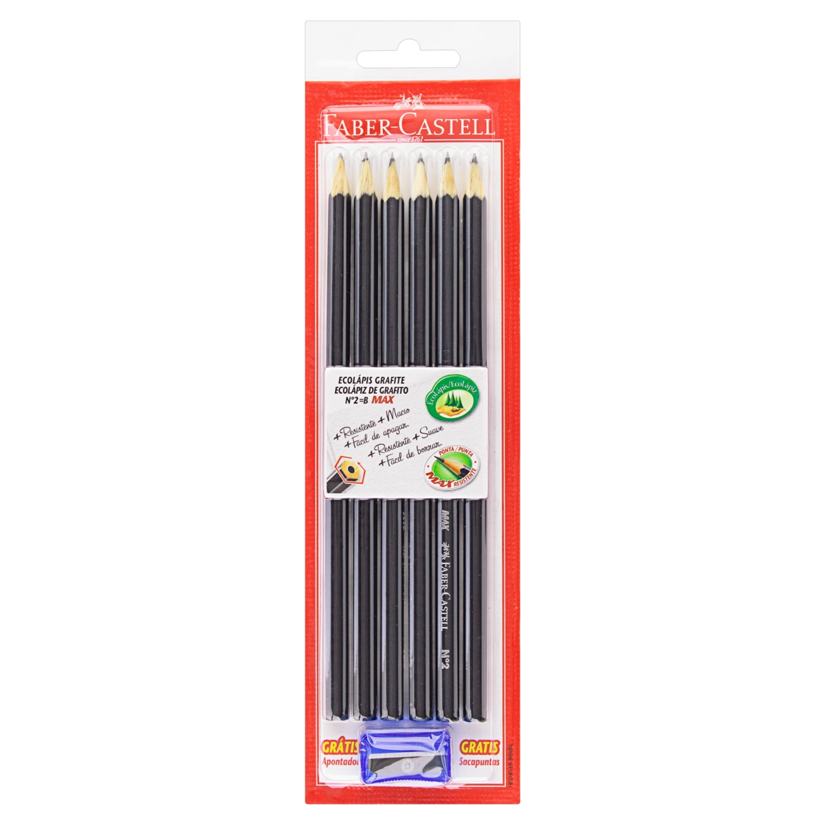 Ecolápis Grafite B N 2 Faber Castell Max 7 Unidades Grátis 1 Apontador