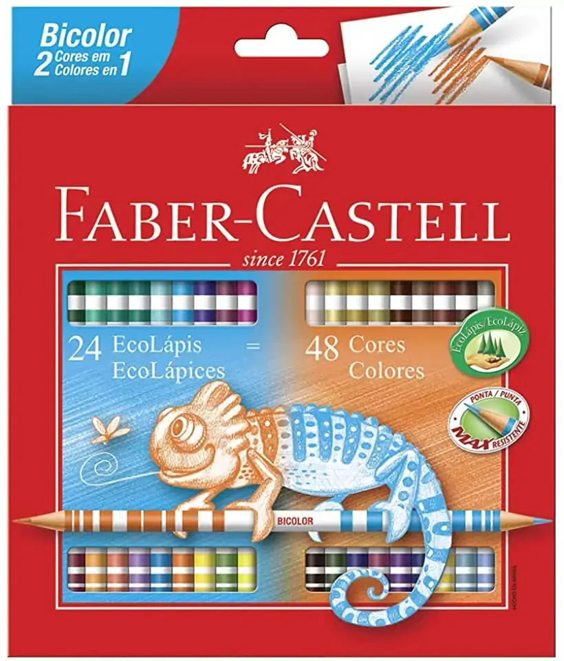 Ecolápis De Cor Bicolor 48 Cores Faber Castell 24 Unidades
