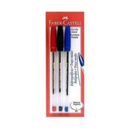Faber Castell Ponta Média Esferográfica 3 Unidades