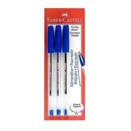 Faber Castell Ponta Média Esferográfica Azul 3 Unidades