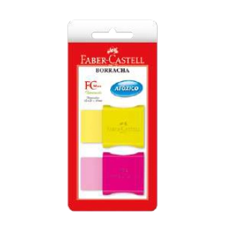 Borracha Com Capa Protetora Fluorescente Faber Castell Fc Max 2 Unidades