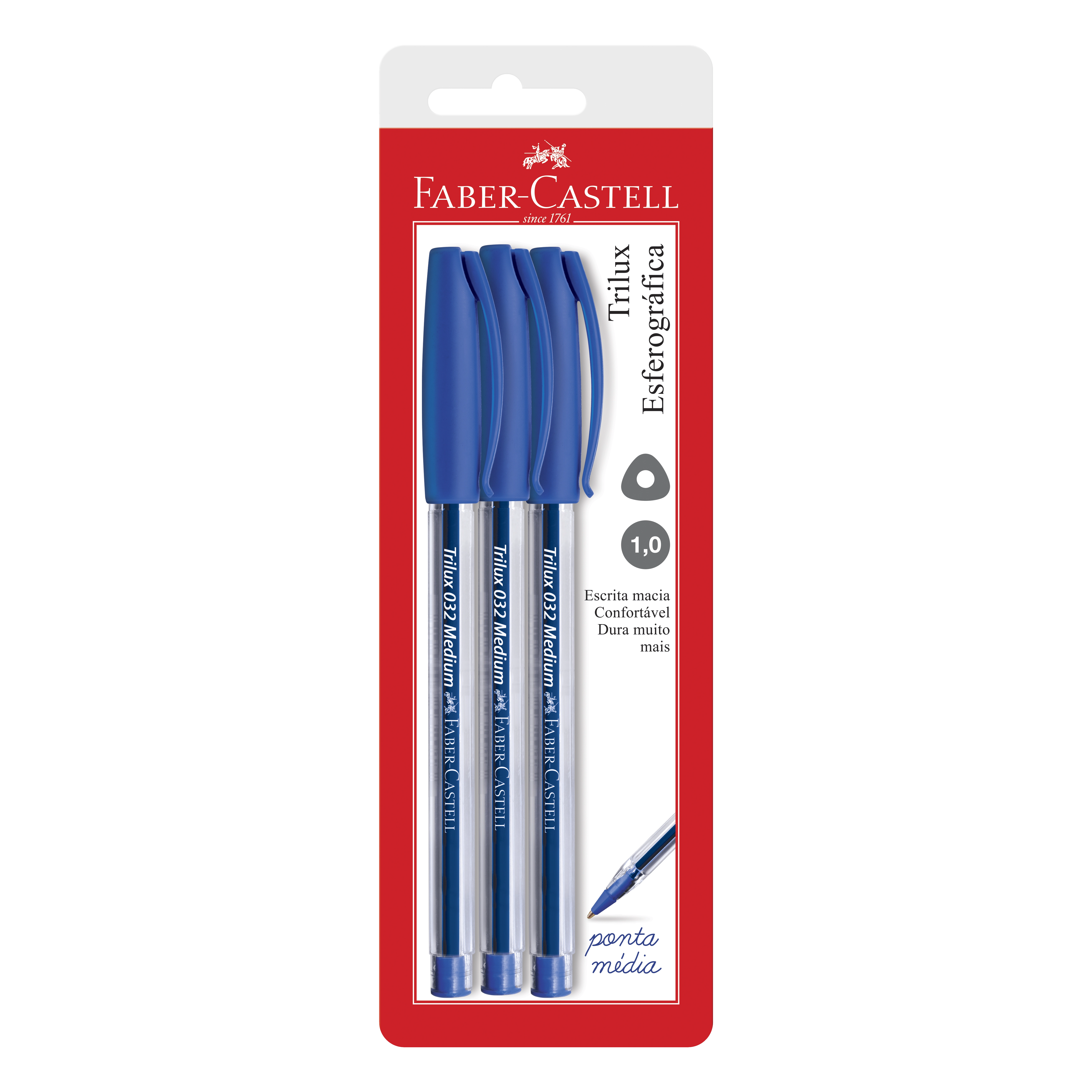 Caneta Esferog Trilux 1.0mm Azul Faber Castell