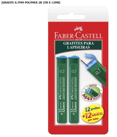 Grafite Para Lapiseira 2b 0,7mm Faber Castell 2 Unidades