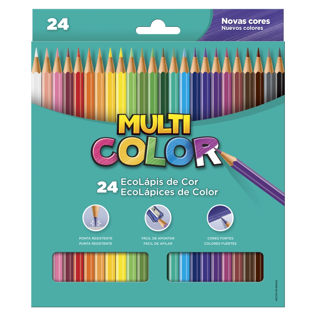 Lápis de Cor Sextavado 24 Cores Multicolor