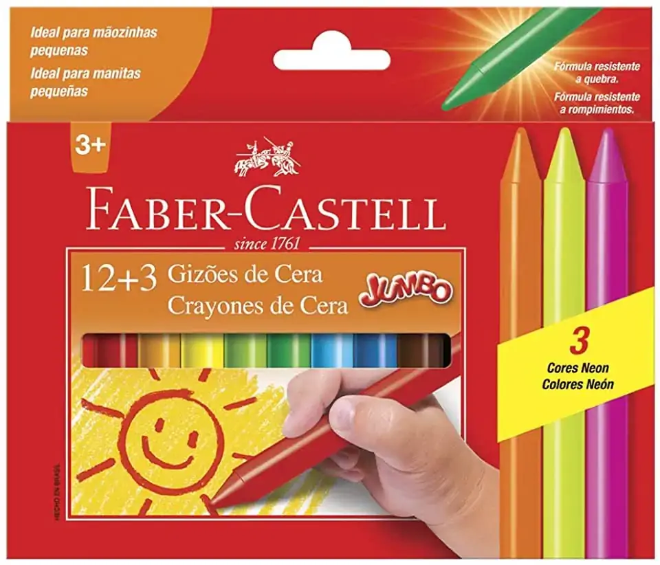 Giz De Cera Jumbo Faber Castell 15 Unidades
