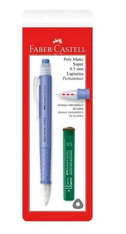 Kit Lapiseira Recarregável Rosa Grafite 0,5mm Faber Castell Poly Matic Super