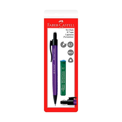 Kit Lapiseira Recarregável Rosa Grafite 0,7mm Faber Castell Tri Click