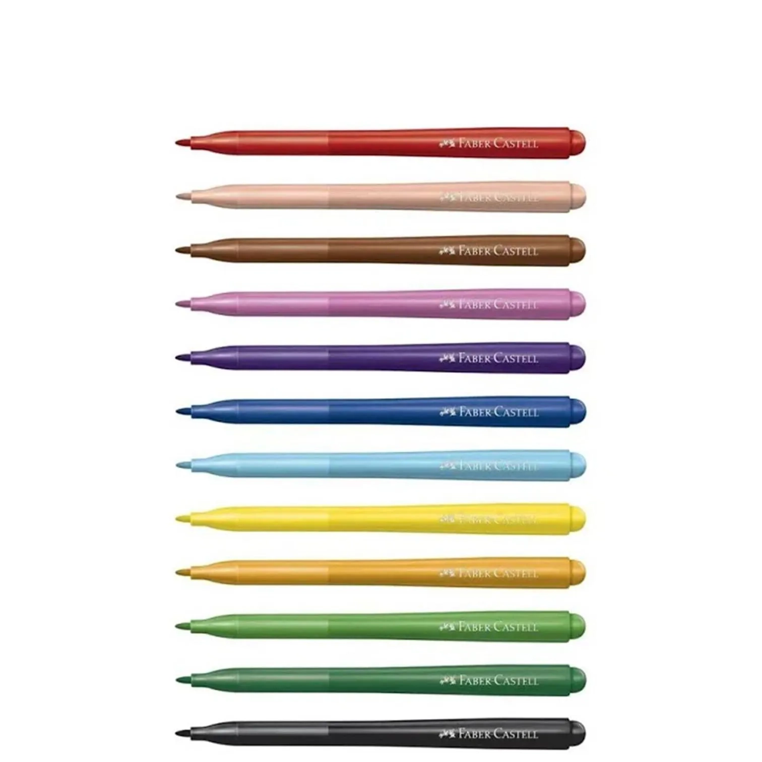 Canetinhas Coloridas com Ponta Vai e Vem FABER CASTELL com 12 Unidades