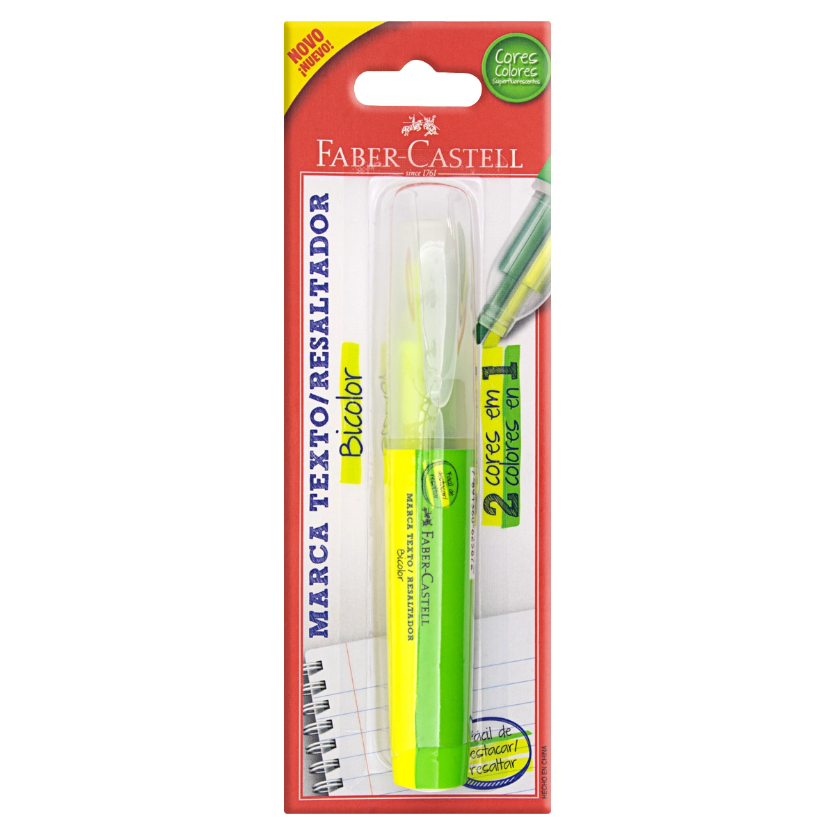 Marcador De Texto Bicolor Amarelo E Verde Faber Castell