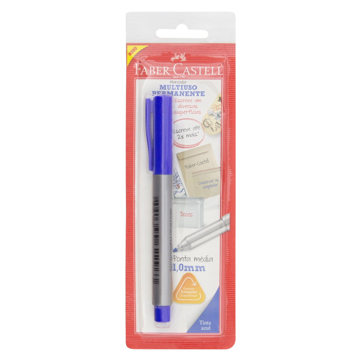 Marcador Permanente Azul 1,0mm Ponta Média Faber Castell