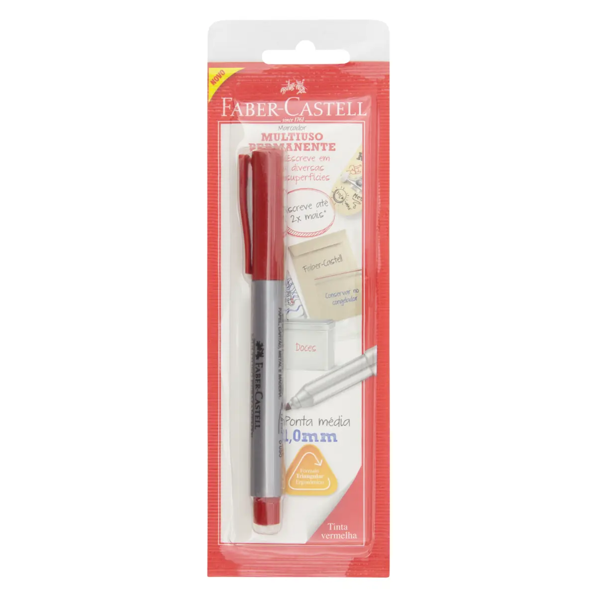Marcador Permanente Vermelho 1,0mm Ponta Média Faber Castell