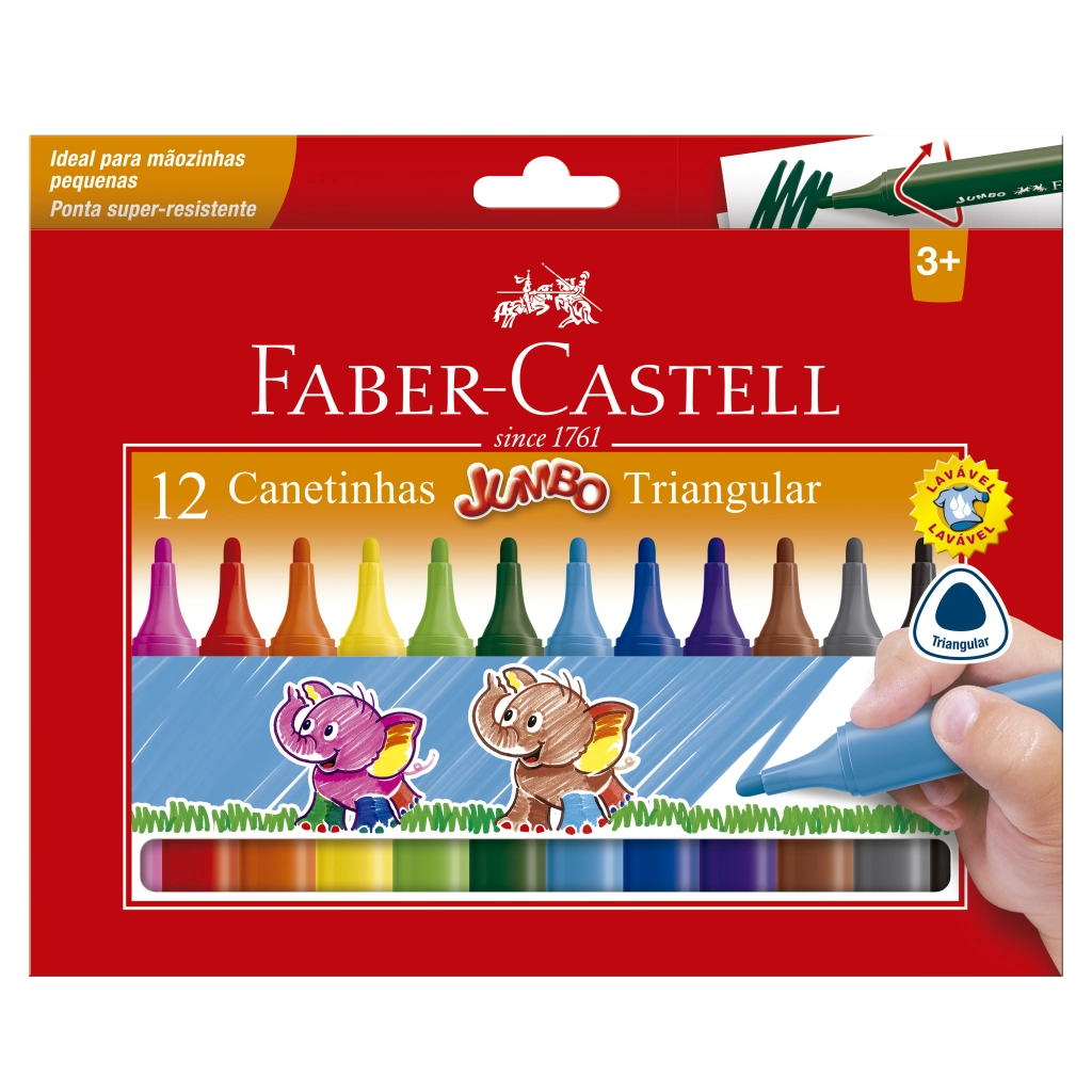 Canetas Hidrográficas - Jumbo - Triangular - 12 Cores - Faber-Castell FABER CASTELL