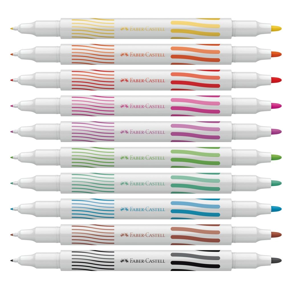 Caneta Hidrográfica Ponta Dupla 10 Cores Faber Castell
