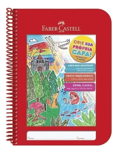 Caderno Faber Castell Criativo Capa Vermelha Cdn/vm