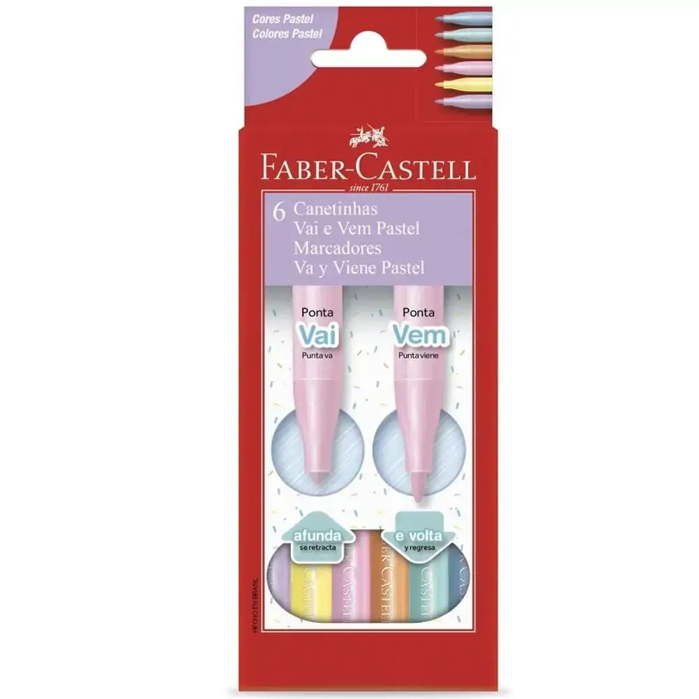 Canetinha Colorida - Vai e Vem - 6 Cores - Tons Pastéis - Faber-Castell FABER CASTELL