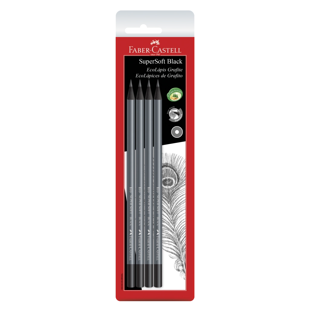Lapis Faber Castell Preto Red Supersoft C/4