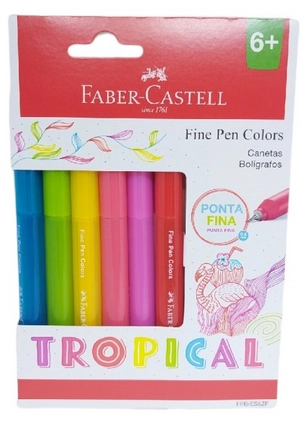 Caneta Fine Pen Colors Tropical 6un Fpb Es6zf Faber