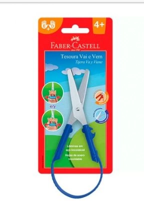 Tesoura Escolar Azul Faber Castell Vai E Vem