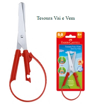 Tesoura Escolar Vermelha Faber Castell Vai E Vem