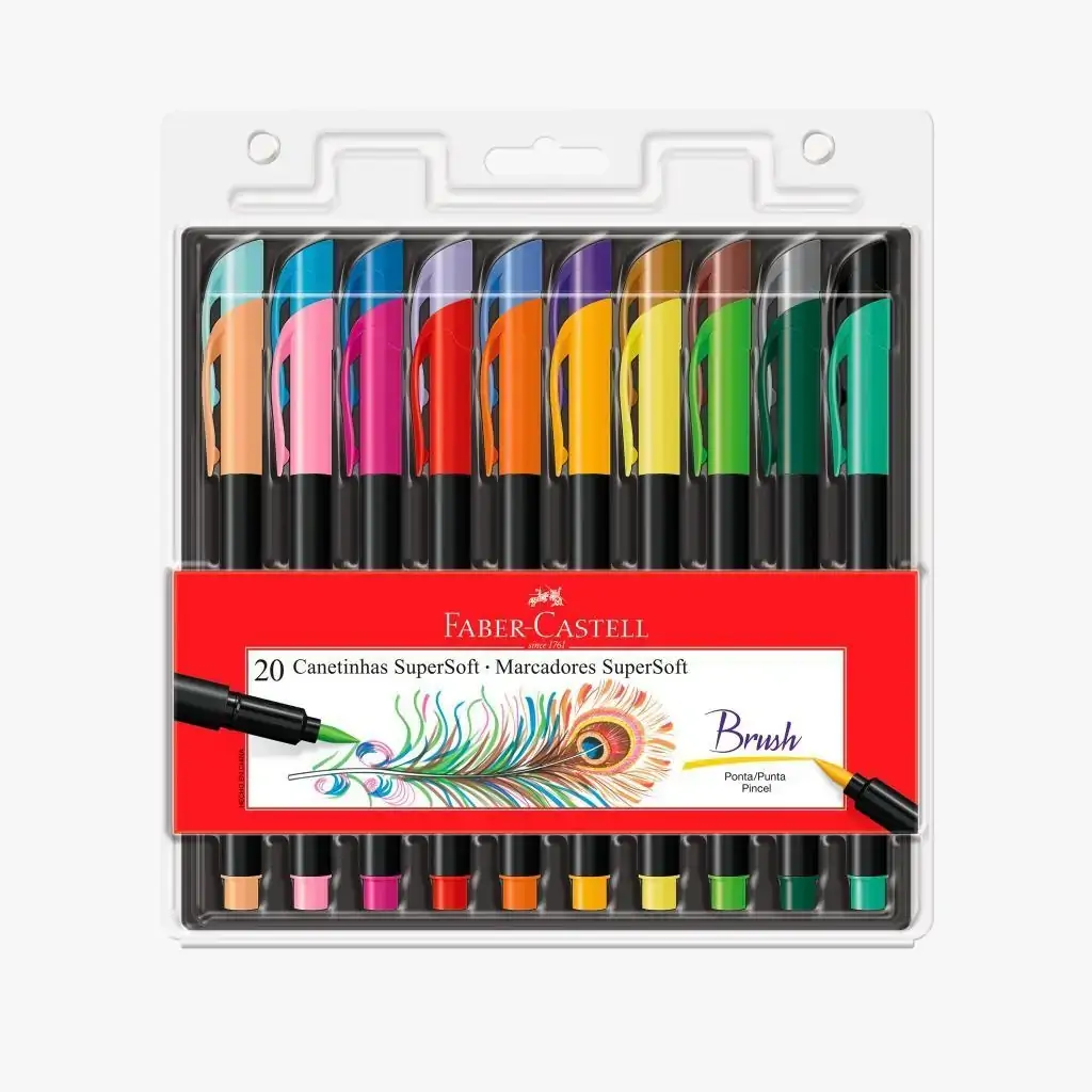 Caneta Brush Pen SuperSoft 20 cores - Faber Castell