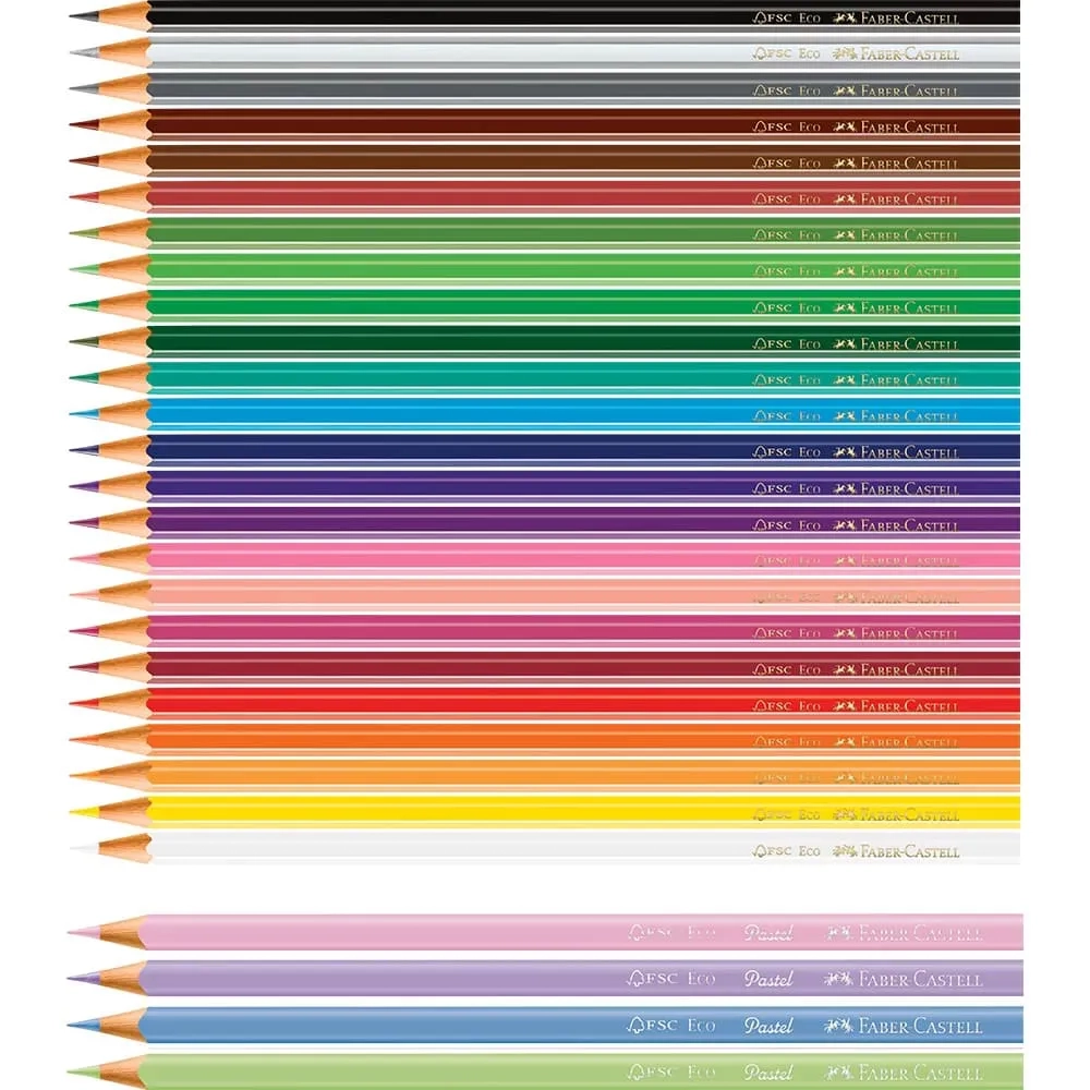 Lapis De Cor 24 Cores Ecolapis 4 Tons Pastel 4p