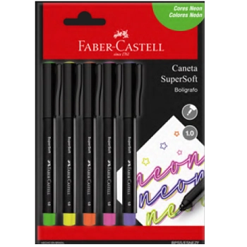 Caneta Supersoft Pen 1.0mm Neon 5un Bpss Esnezf Faber