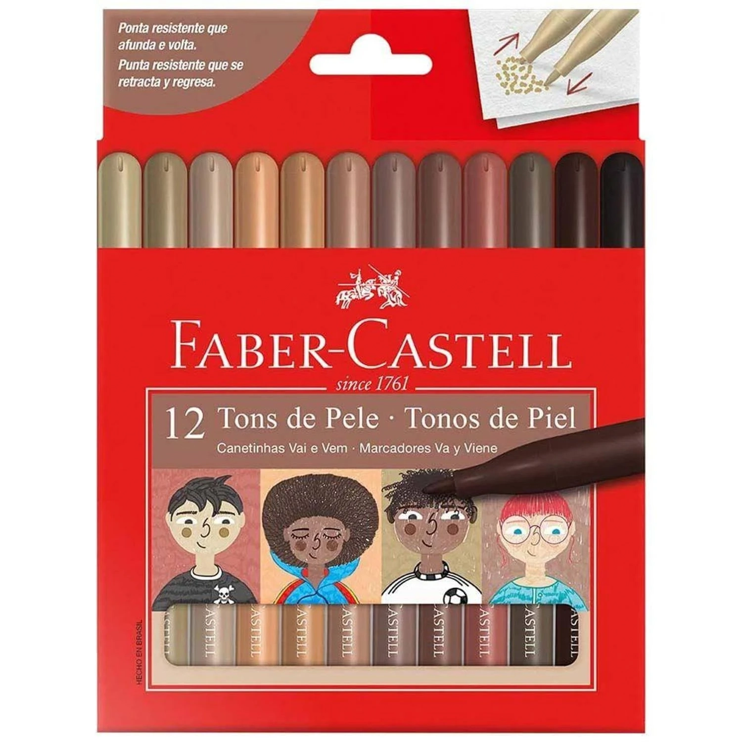 Caneta Hidrografica Vai E Vem Tons Pele 15.0112vvcczf Faber