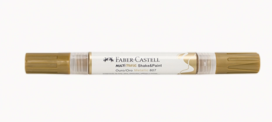 Caneta Pincel Marcador Multimark Ouro Mm Spoum807 Faber