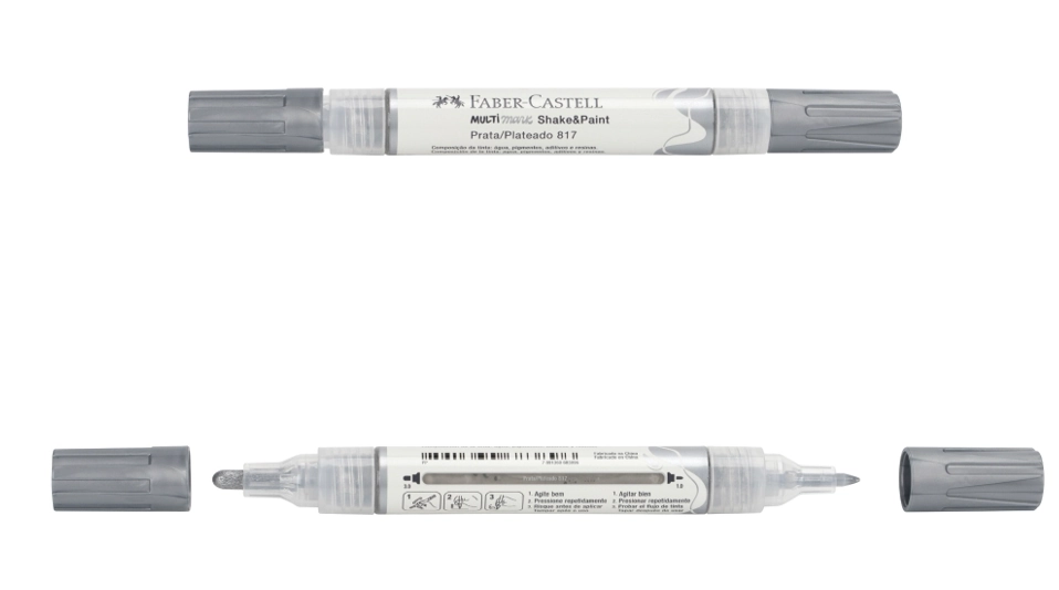 Caneta Pincel Marcador Multimark Prata Mm Spprm817 Faber