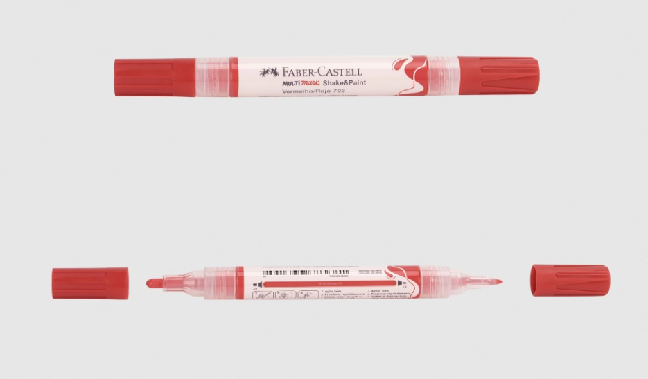 Caneta Pincel Marcador Multimark Vermelho Mm Spvm703 Faber