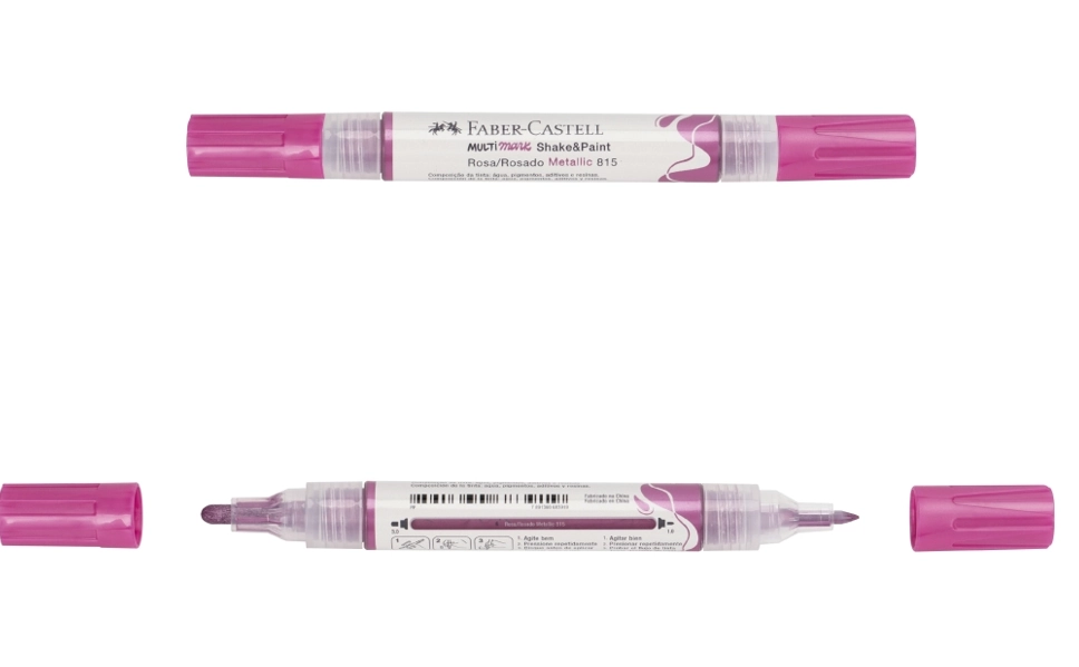 Caneta Pincel Marcador Multimark Rosa Metal Mm Sprsm815 Faber