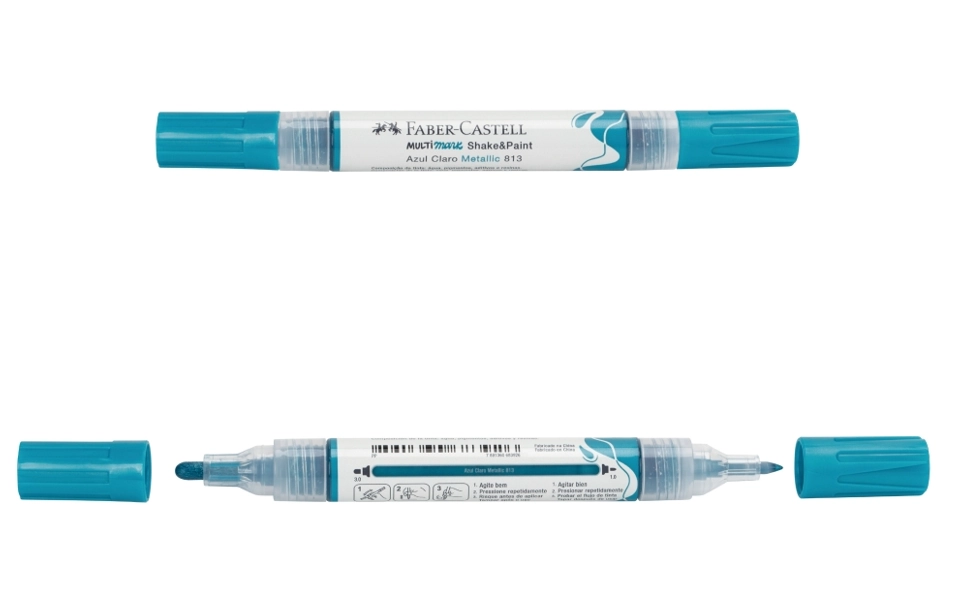 Caneta Pincel Marcador Multimark Az Claro Metal Mm Spazm813 Faber