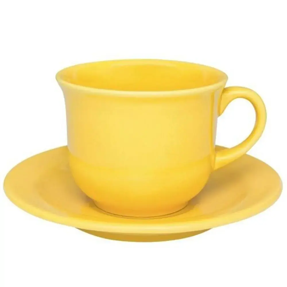 Xicara Cha C/ Pires 15cm Floreal Yellow