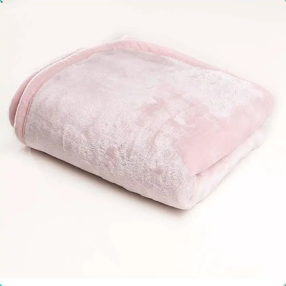 Cobertor para Berço Liso Flannel Super Macio 300g/m² Rosa