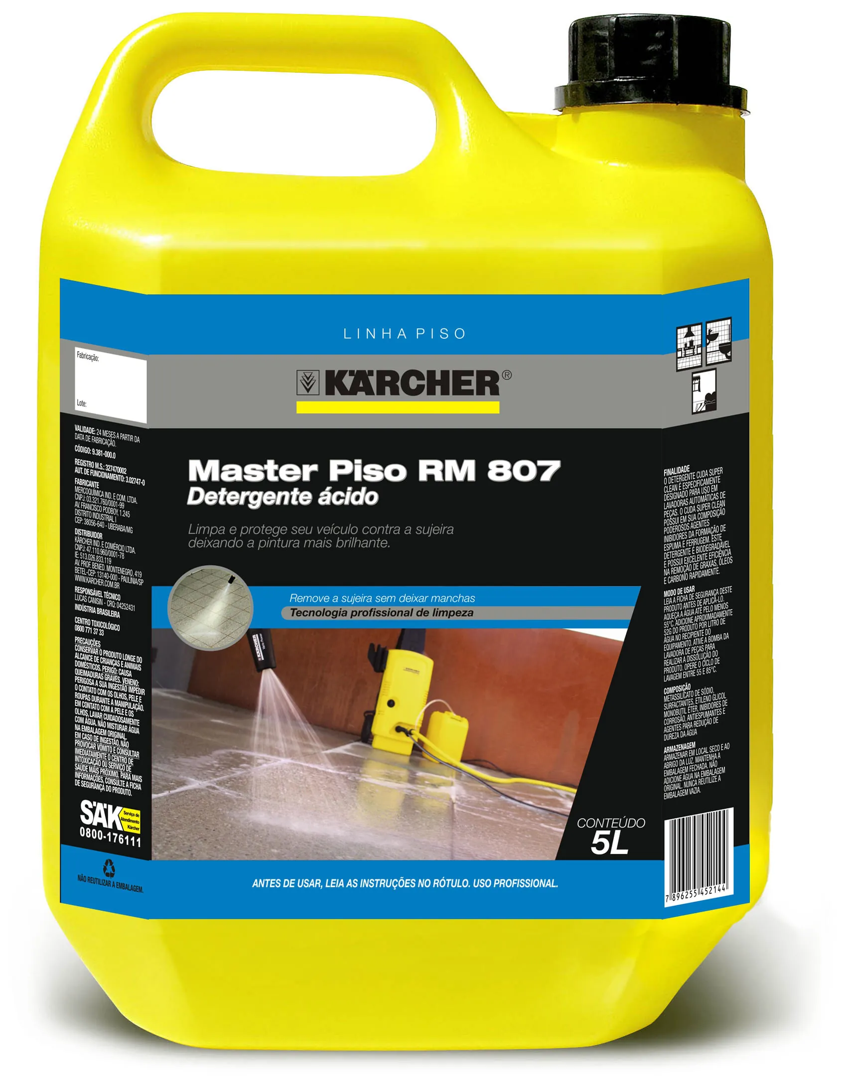 Detergente Ácido Master Piso Rm 807 - 5 Litros