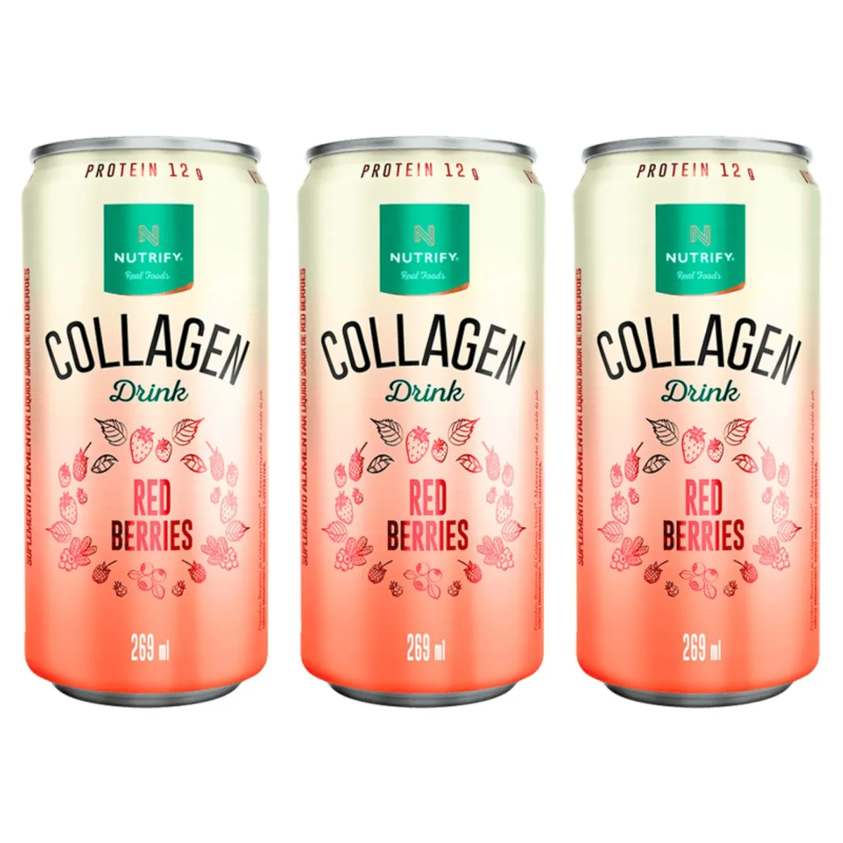 Kit 3X: Collagen Drink Red Berries Nutrify 269ml Red Berries