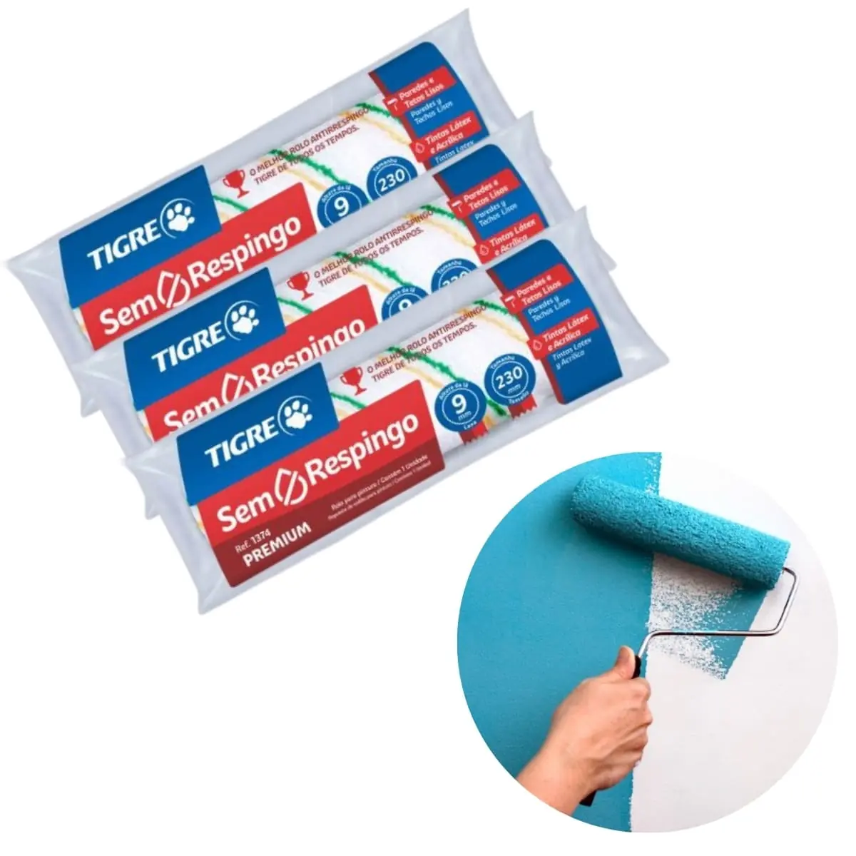 Kit 3 Rolos Antirespingo Premium Poliamida | Tigre