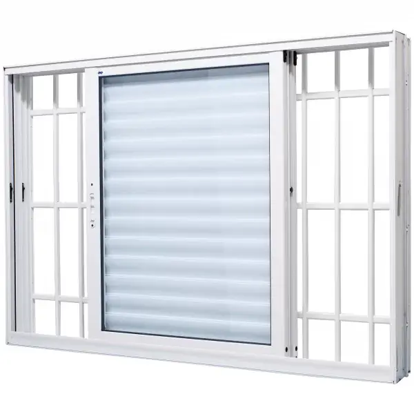 Janela Veneziana Alumínio Branco 3 Folhas Móveis Com Grade 120x120x16cm Jap Perfecta Max