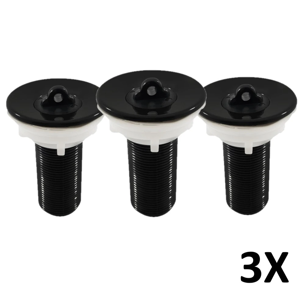 Kit 3 Válvula P/ Lavatório Cuba 7/8 Com Tampa Preto Astra