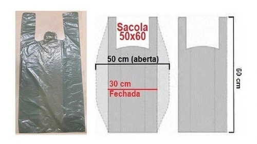 Sacola Plástica Reciclada Reforçada 50x60 Pacote 5kg