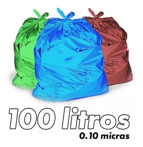 Saco De Lixo 100 Litros Colorido Reforçado 0,10 Micras 100u Azul