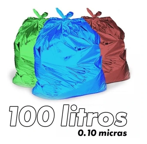 Saco De Lixo 100 Litros Colorido Reforçado 0,10 Micras 100u Azul