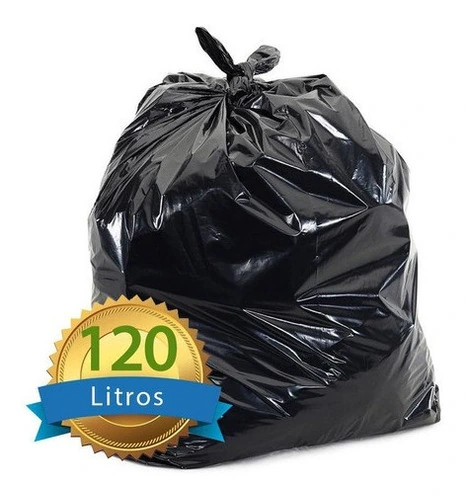 Saco De Lixo Preto Reforçado 120l Com 50 Unidades 92x100cm