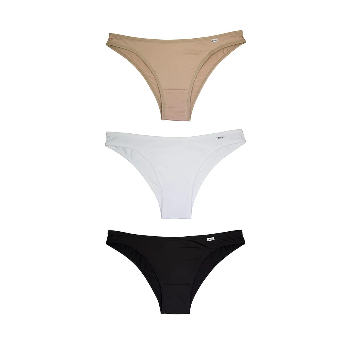 kit de Calcinhas Trio Tanga Mousse, Branca e Preta G Poliamida DelRio