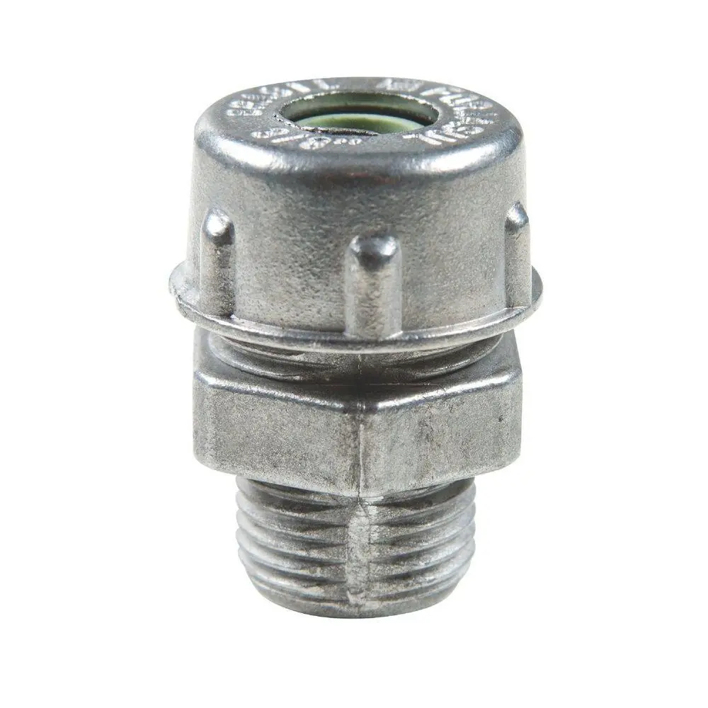 Conector Prensa-cabo 3/8" Em Alumínio - Bucha Na Cor Cinza