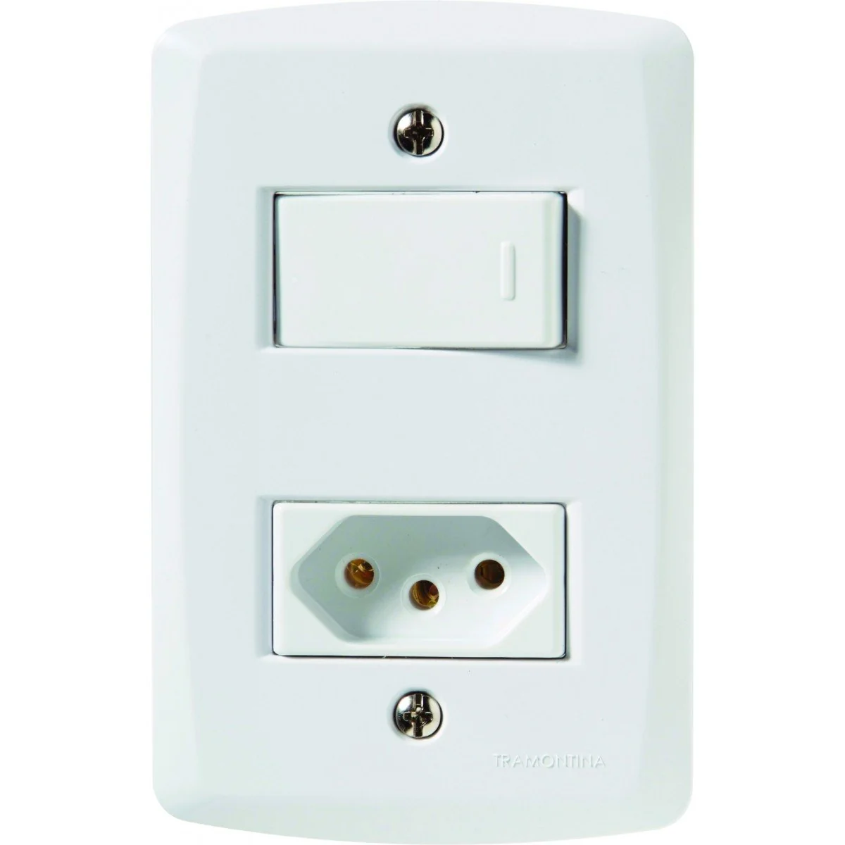Conjunto Montado Lux 4x2 1 Interruptor Simples 1 Tomada 2p T Nbr 14136 10a 250v Afastadas Tramontina